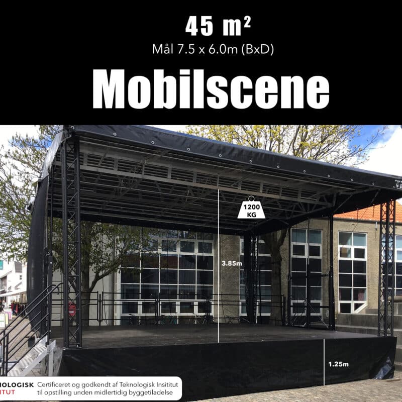 Mellem Mobilscene – 45 m2 scene folder med mål