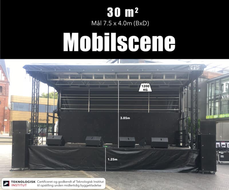 Mindre Mobilscene - 30 m2 scene folder med mål